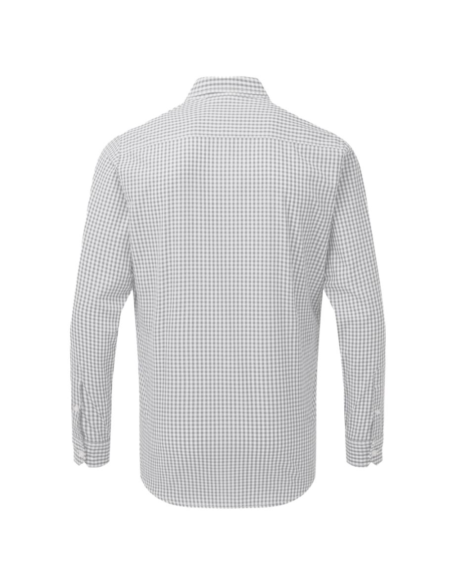 Premier Mens Maxton Check Long Sleeve Shirt - Silver/White - 1