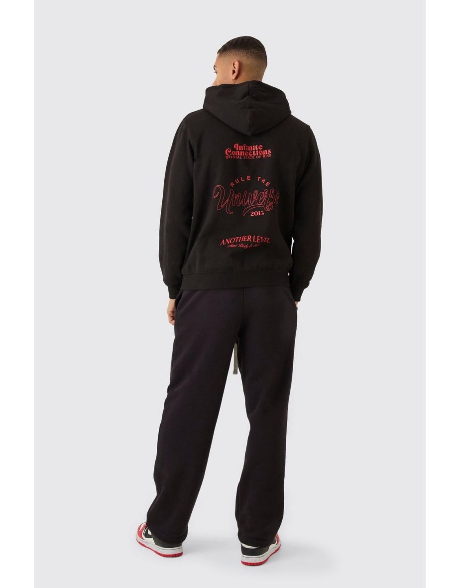 Celestial Stacked Text Graphic Zip Through Hoodie - black - 2