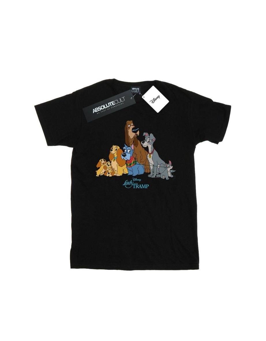 Disney Womens/Ladies Lady And The Tramp Classic Group Cotton Boyfriend T-Shirt - Black