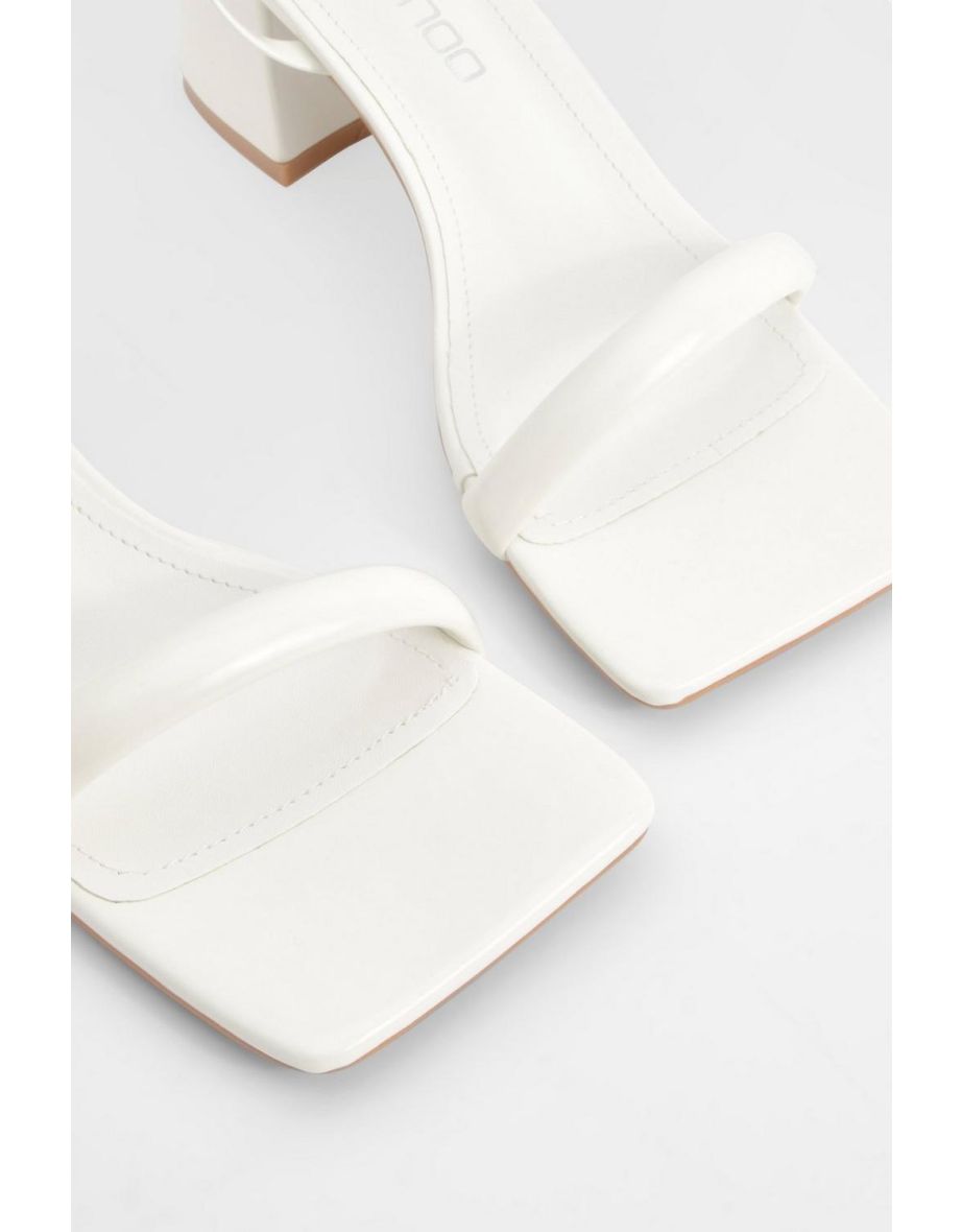 Square Toe Block Heel Two Part Heels - white - 3