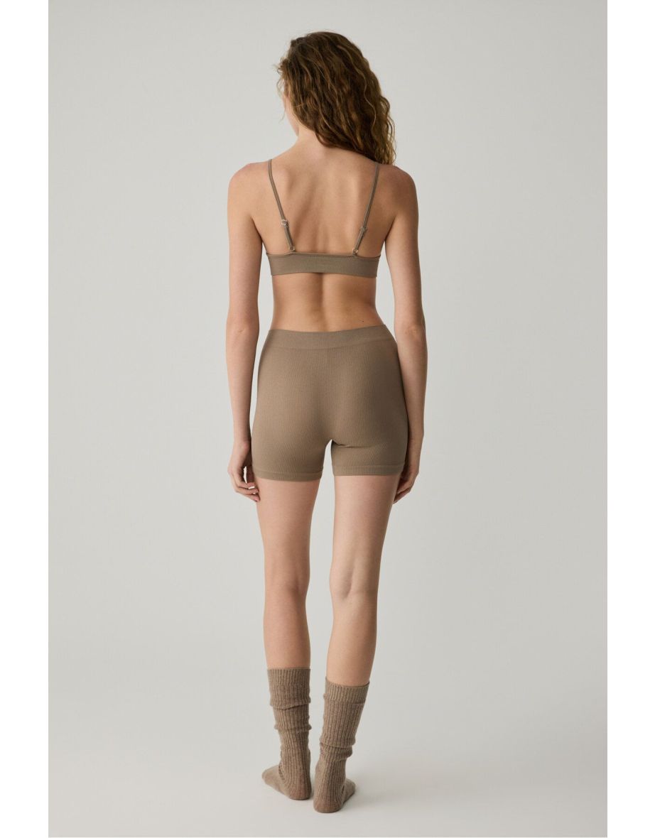 PAREDES Urban Beat Women Seamless Soft Breathable Flexible Bra-Shorts Mink Bottom-Top Set - 4