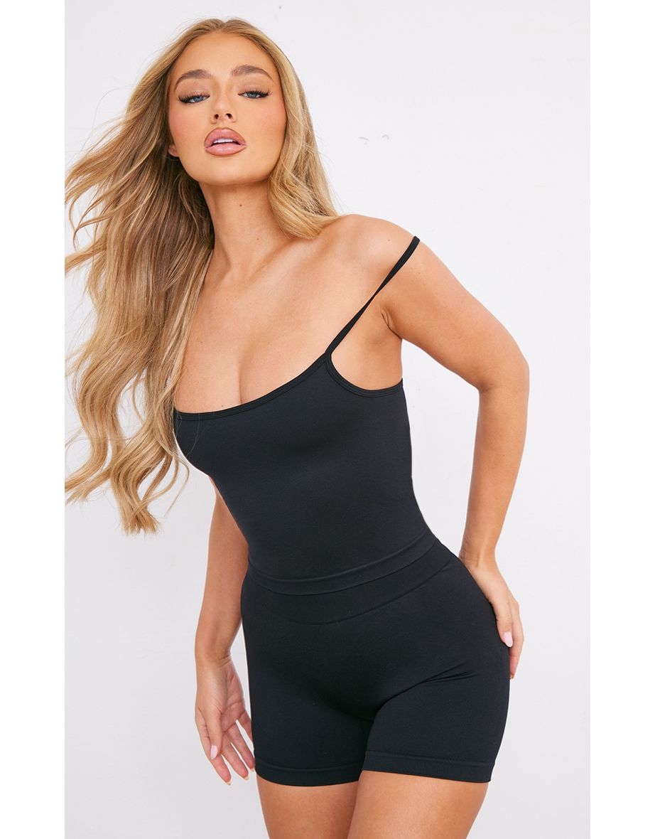 Black Seamless Basic Gym Cami Top