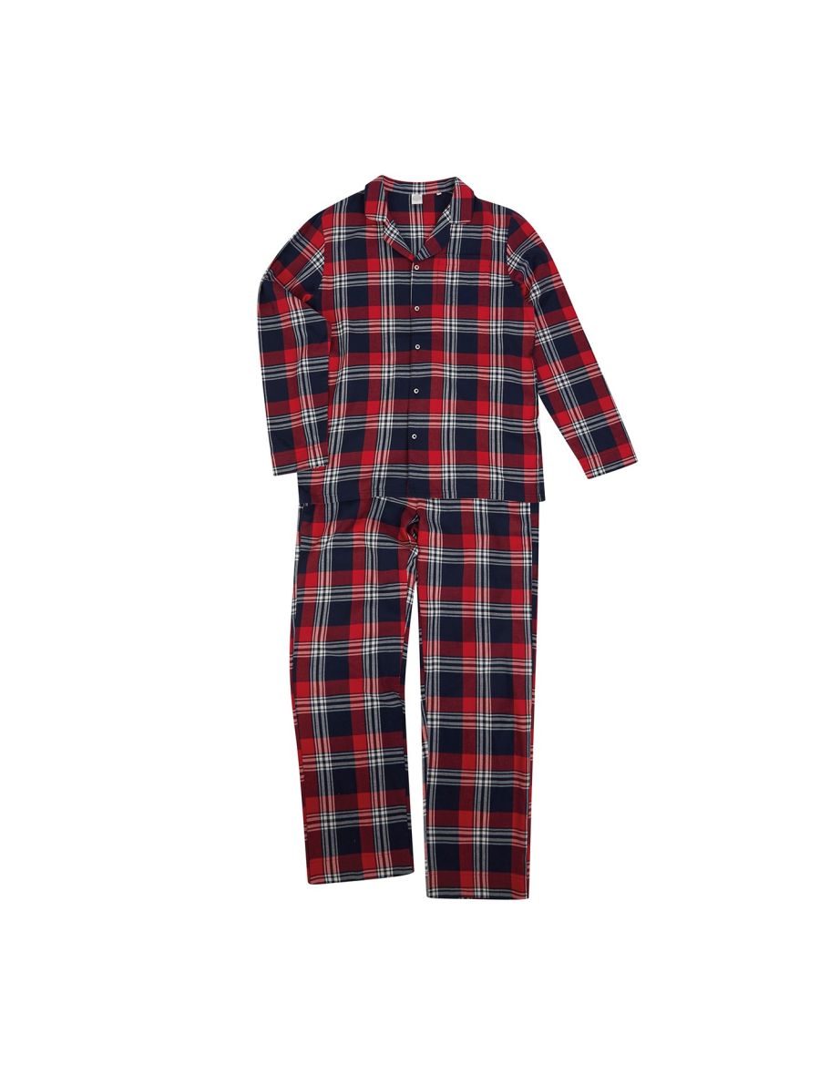 SF Mens Tartan Pyjama Set - Red/Navy
