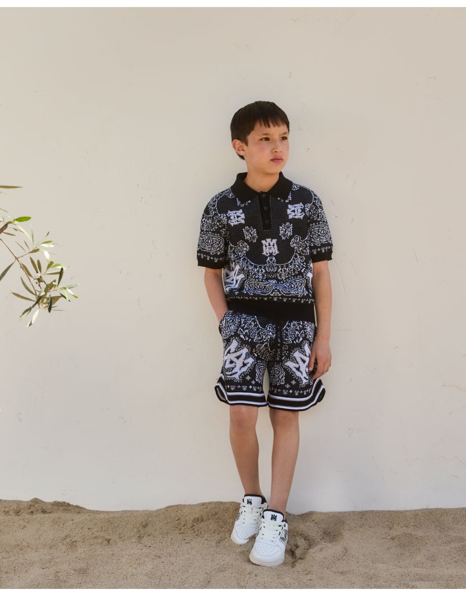 Boys Bandana Polo Shirt in Black