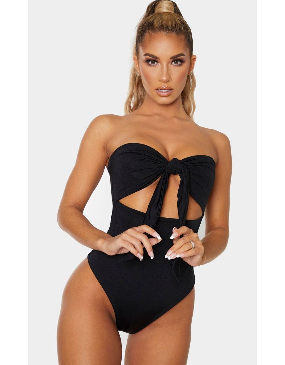Bow front cut out one piece swimsuit clearance