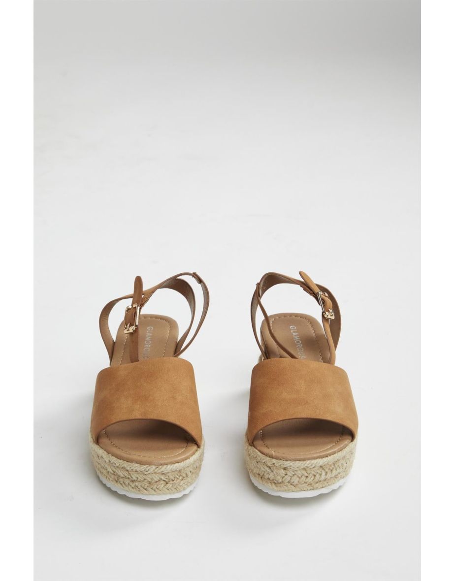 Tan Nubuck Espadrille Sandals