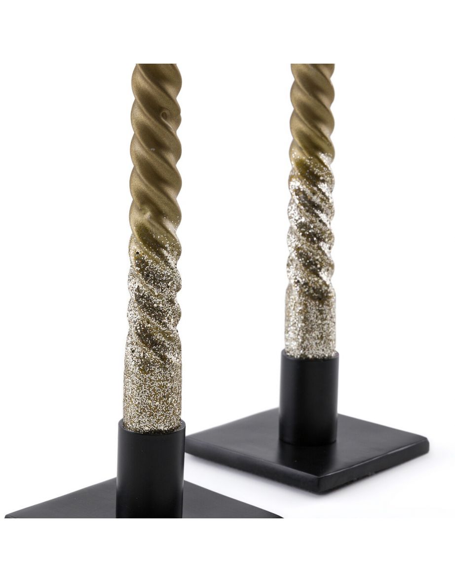 Set of 2 Caspar Glitter Twist Candles - 3