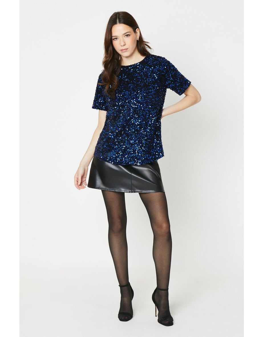 Sequin Short Sleeve Top