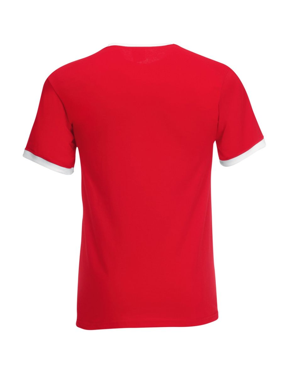 Fruit Of The Loom Mens Ringer Short Sleeve T-Shirt - Red/White - 1
