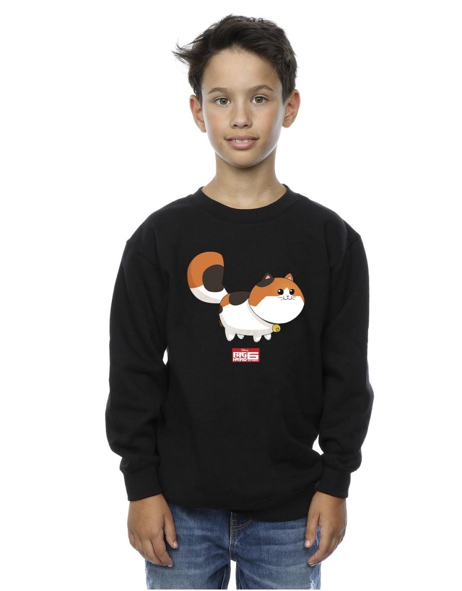 Disney Boys Big Hero 6 Baymax Kitten Pose Sweatshirt - Black
