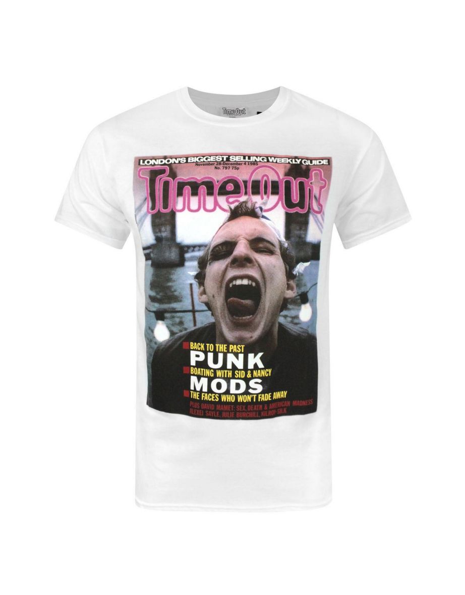 Time Out Mens Punk Face T-Shirt - White