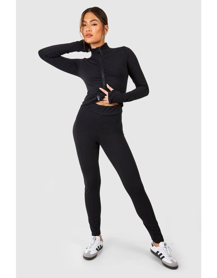 Ruched Bum High Waist Gym Legging - black