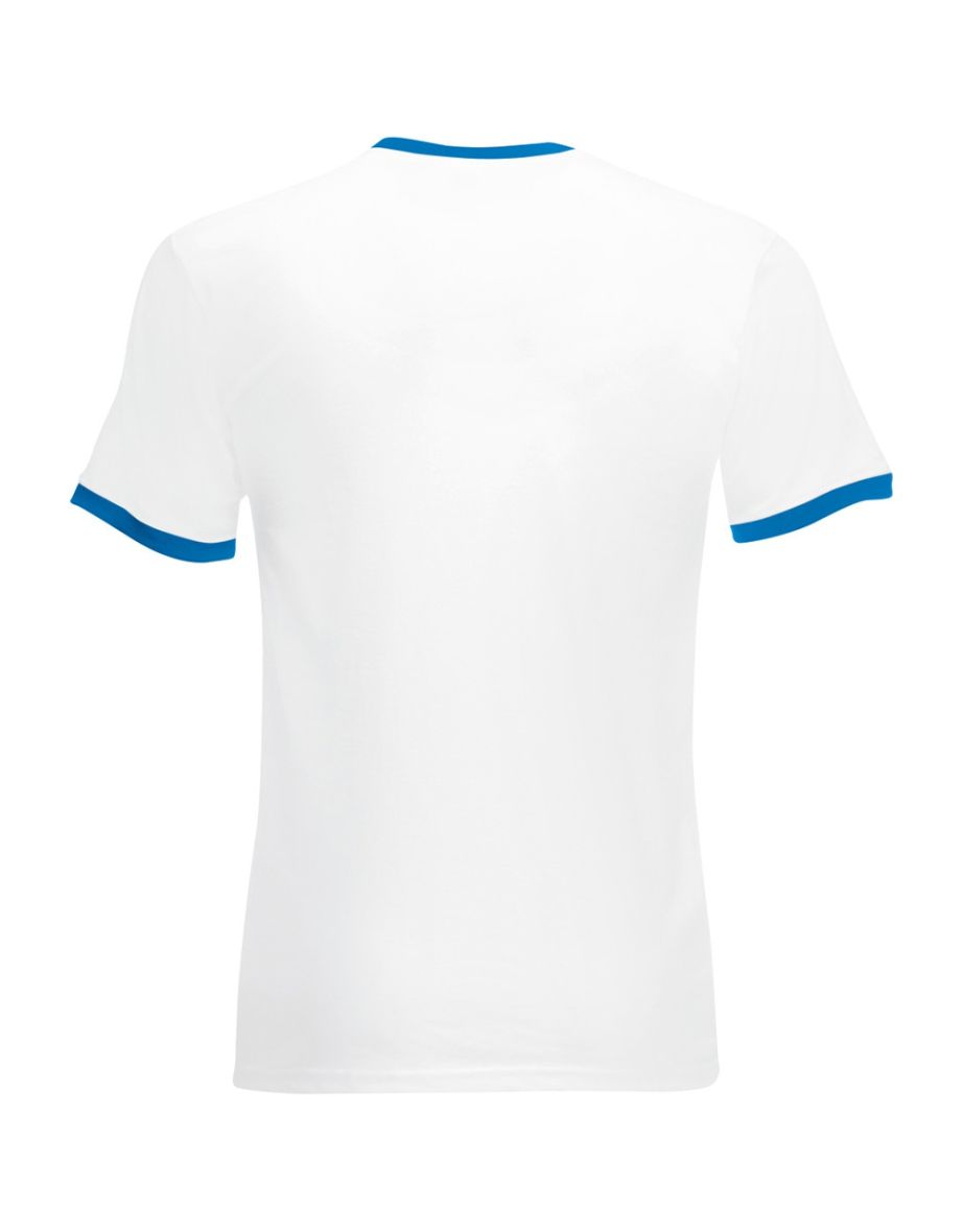 Fruit Of The Loom Mens Ringer Short Sleeve T-Shirt - White/Royal Blue - 1