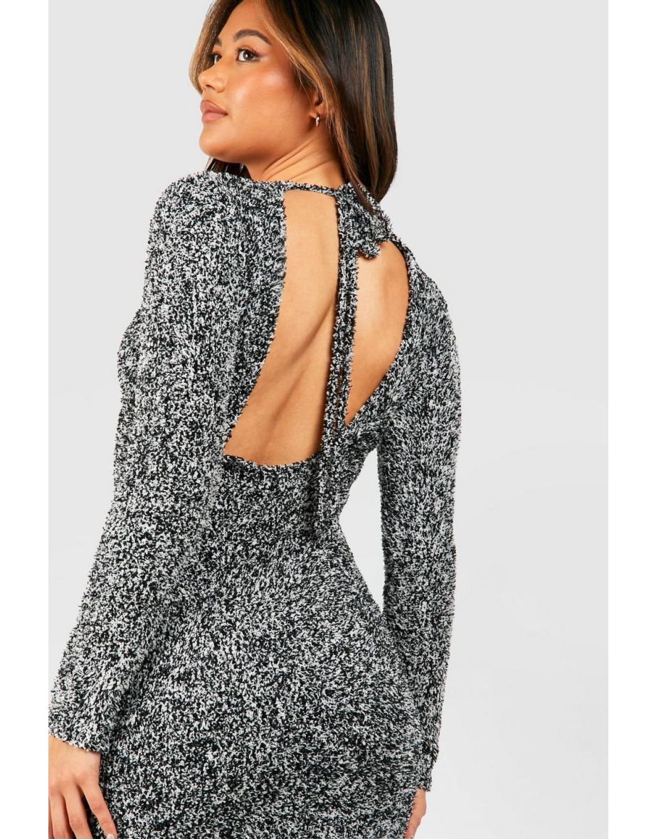 Soft Marl Knit Maxi Jumper Dress - black - 3