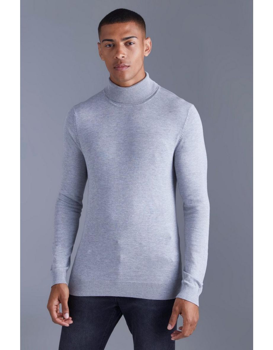 Shop Muscle Roll Neck Jumper grey marl Online in Bahrain VogaCloset