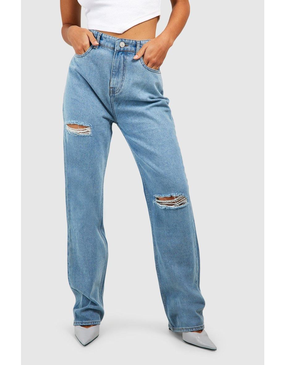 Ripped Straight Leg Jeans - 3