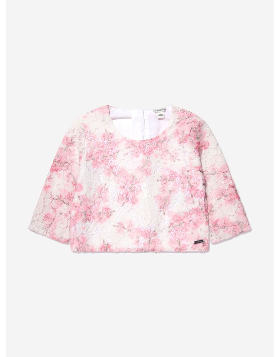 Girls Cherry Blossom Lace Blouse in White