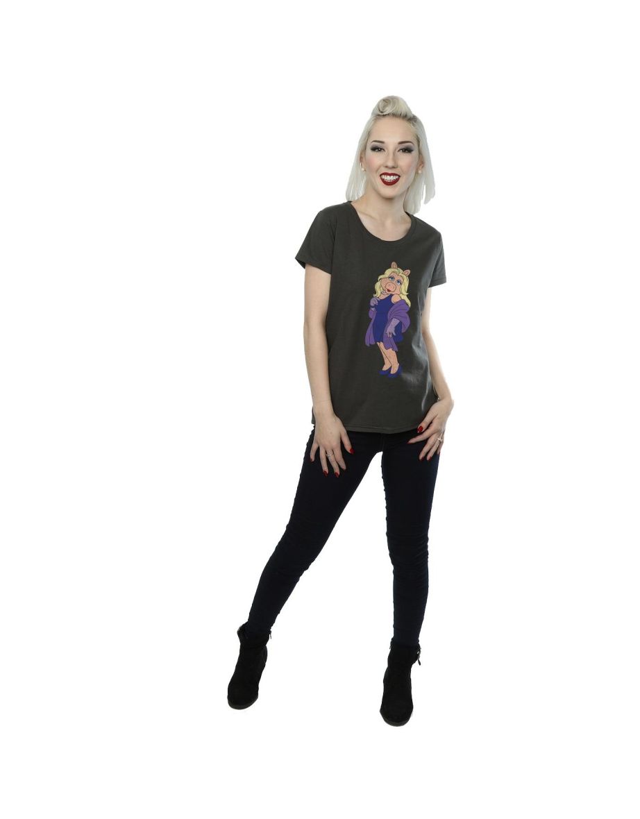 Disney Womens/Ladies The Muppets Classic Miss Piggy Cotton T-Shirt - Light Graphite