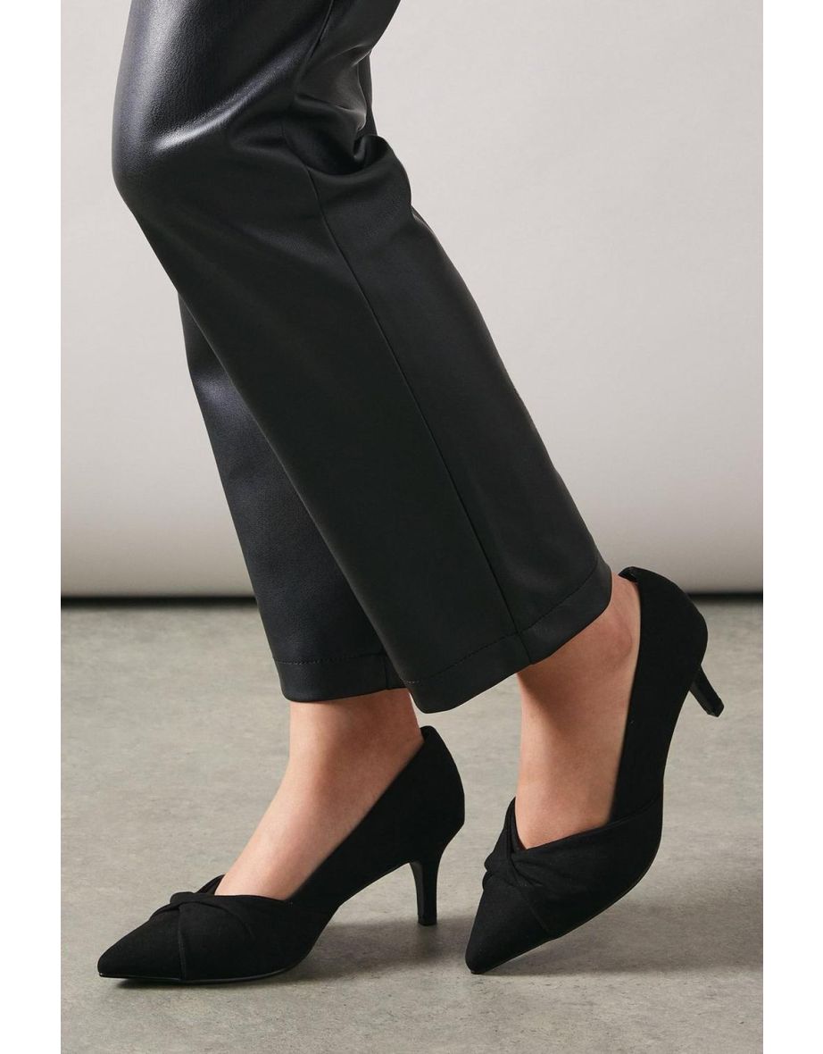 Wide Fit Delina Twist Front Kitten Heel Court Shoe - 3