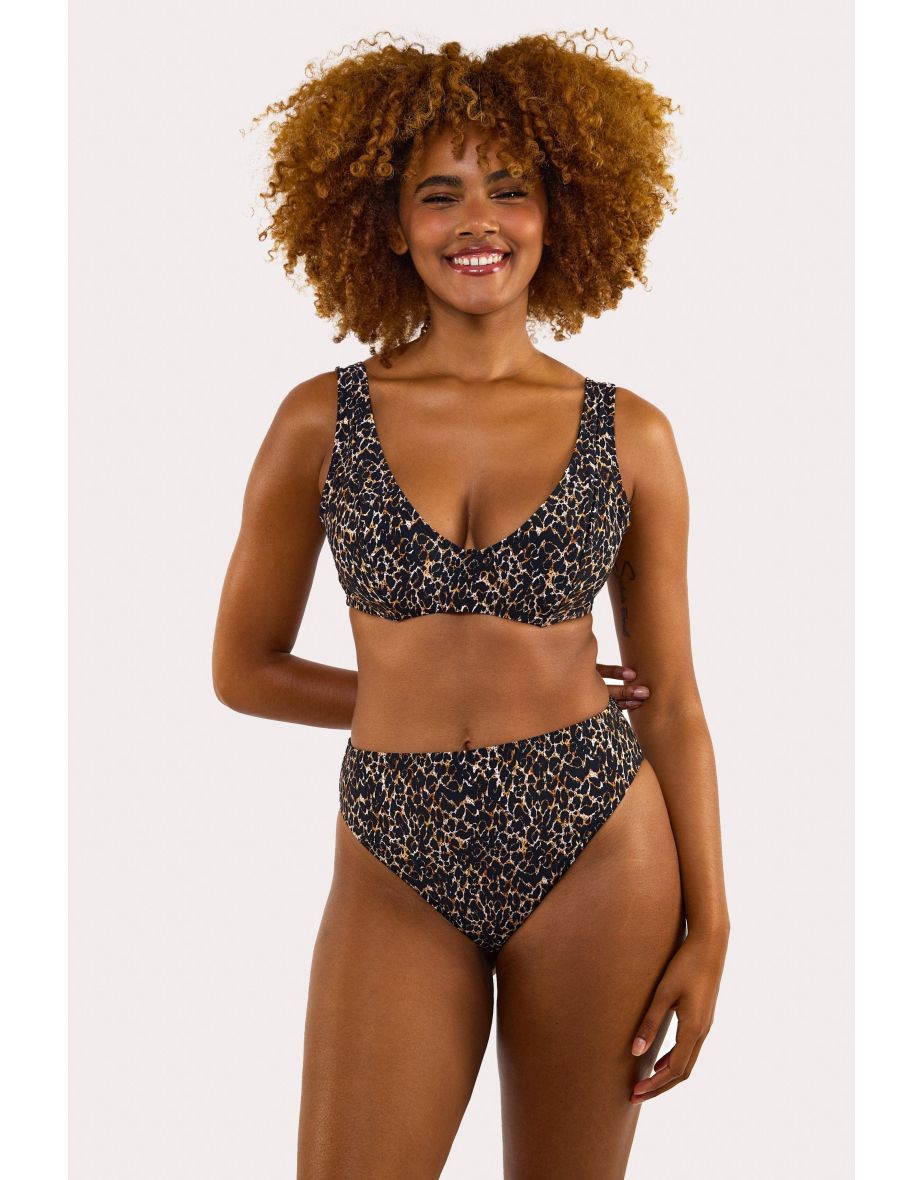 Juliet Leopard Print Mix & Match High-Waist High-Leg Bikini Bottoms