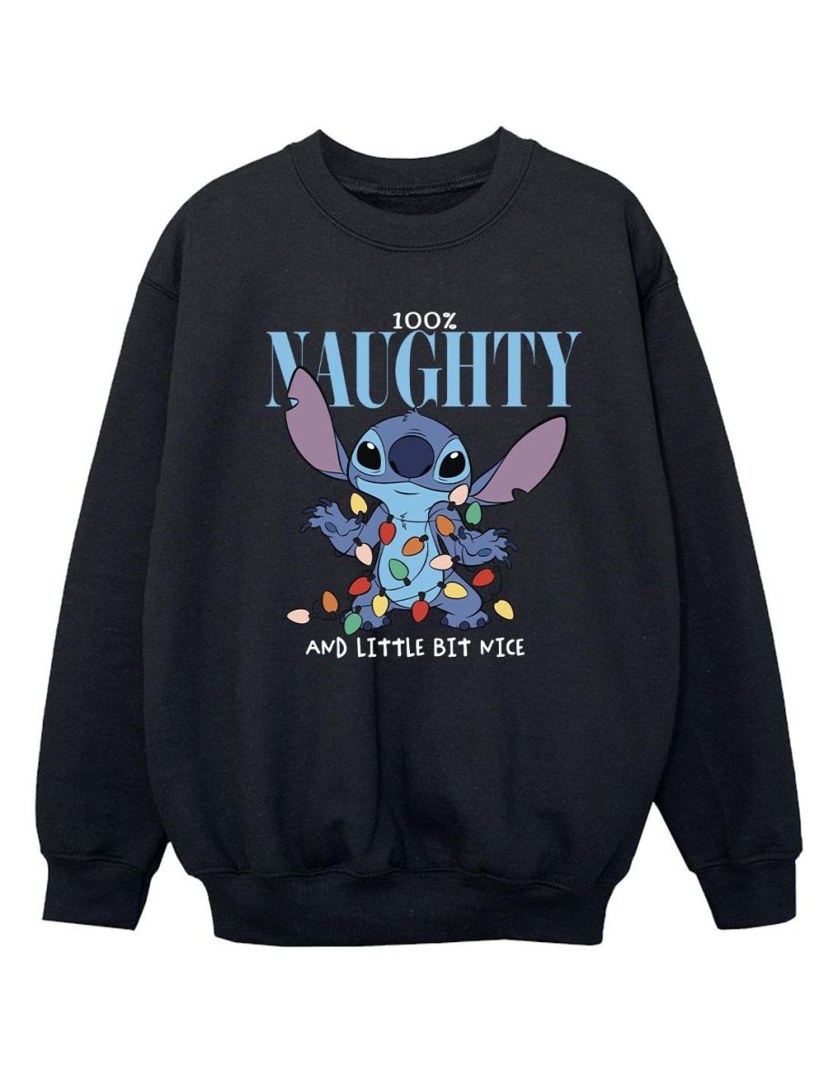 Disney Girls Lilo & Stitch Naughty & Nice Sweatshirt - Black