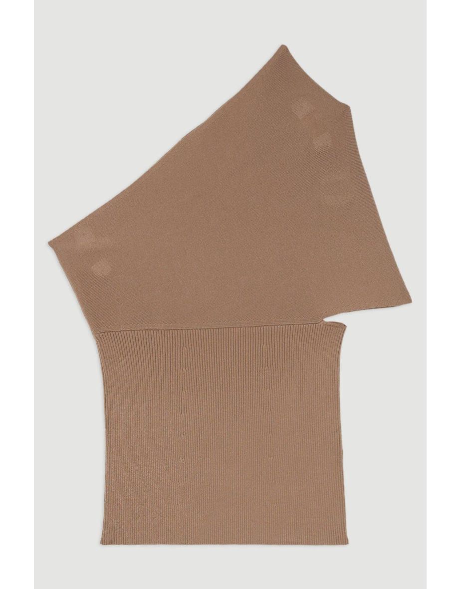 Compact Rib Stitch Knitted One Shoulder Top - 3