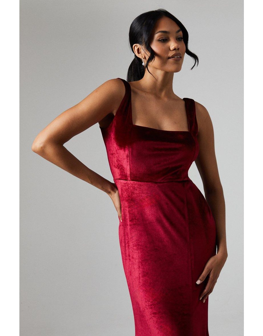 Debut London by Coast Square Neck Velvet Bridesmaids Maxi Dress - 3