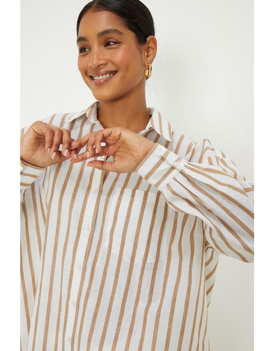 Taupe Stripe Oversized Shirt - 2