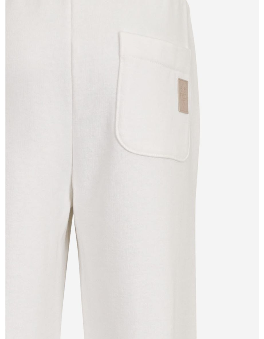 Boys Cotton Joggers in Ivory - 3