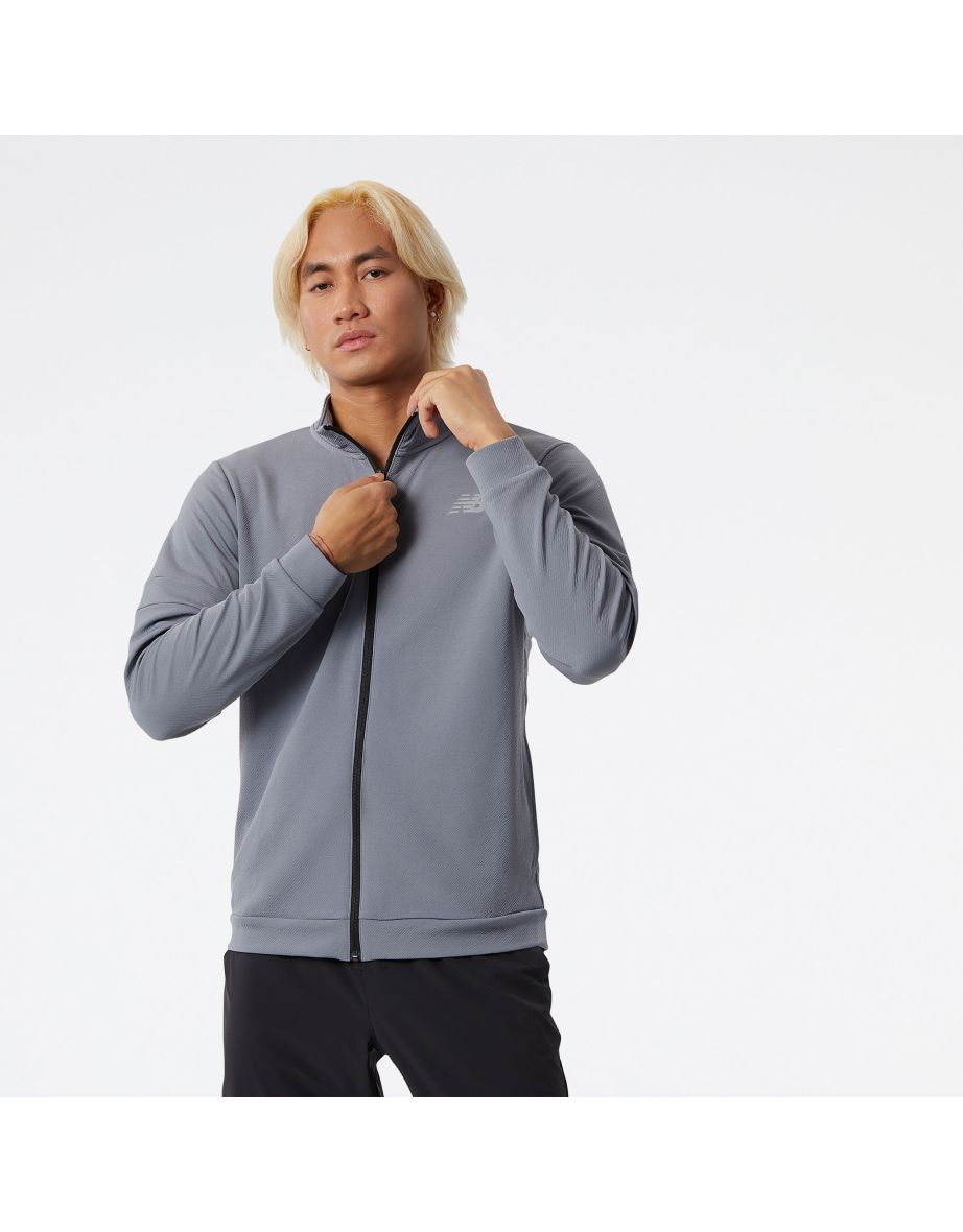 Men's New Balance Tech Training Knit Track Jacket in Grey