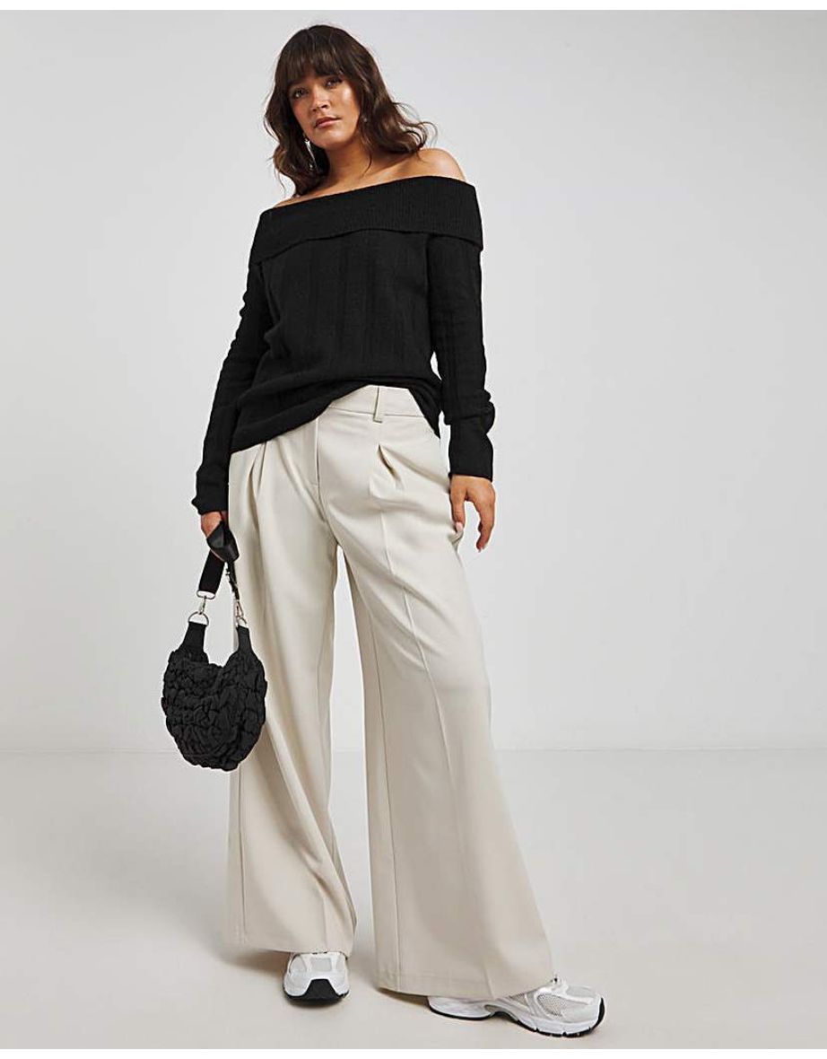 Black Rib Bardot Jumper