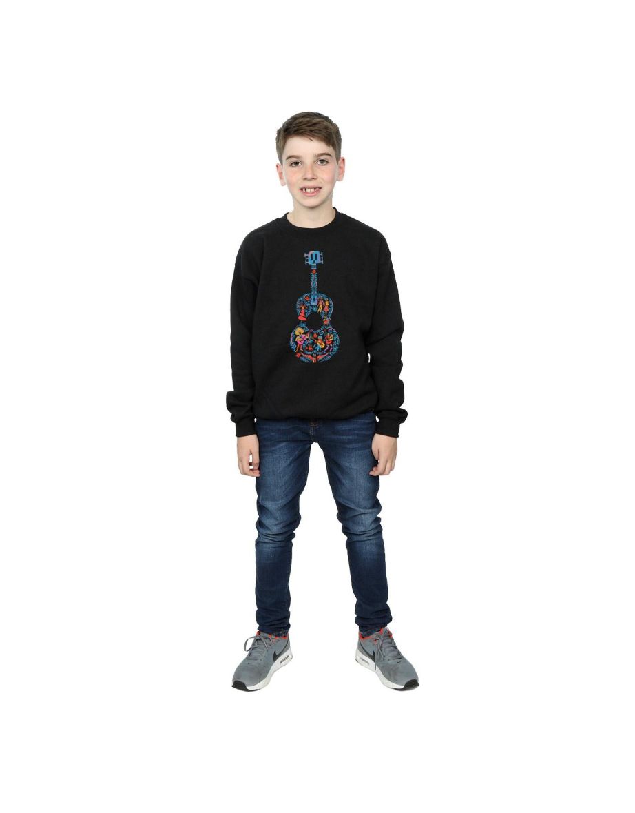 Disney Boys Coco Guitar Pattern Sweatshirt - Black - 3