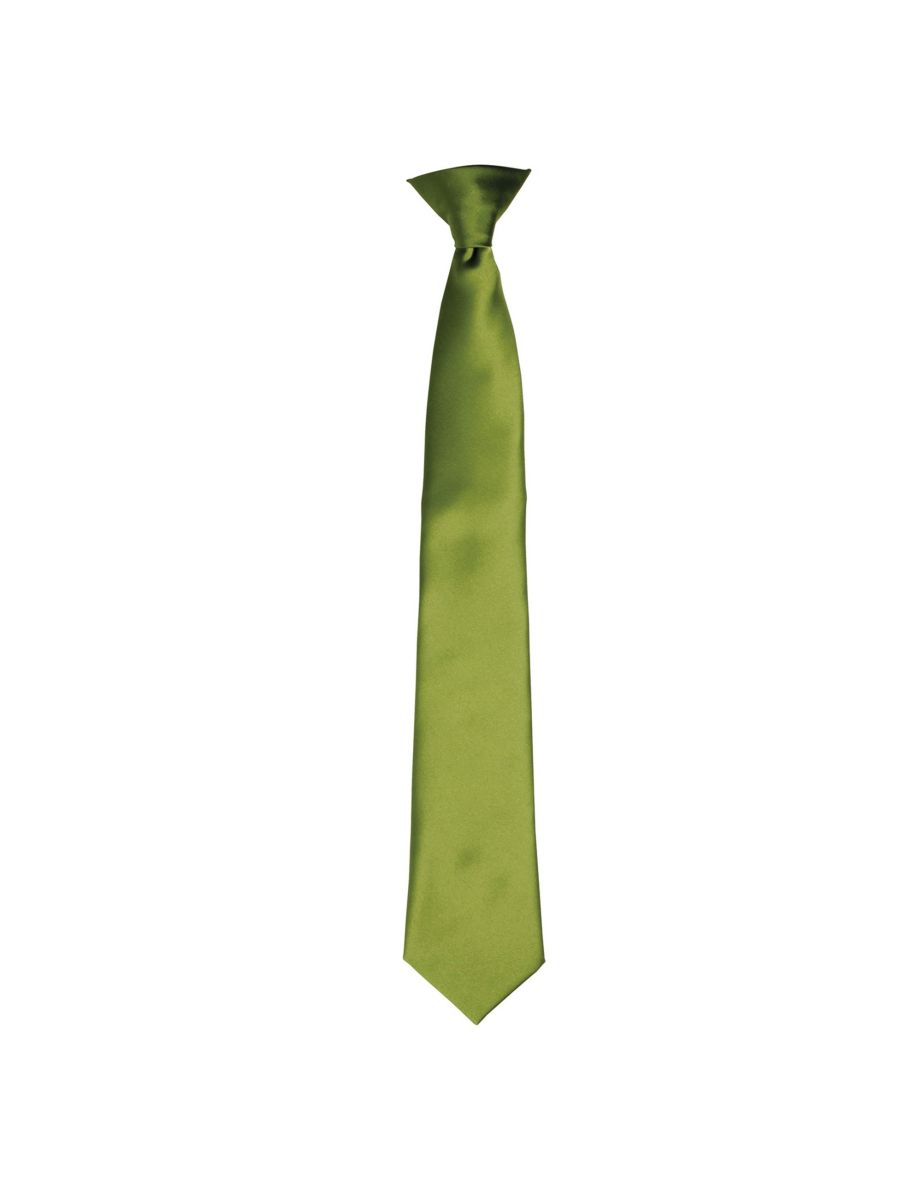 Premier Colours Mens Satin Clip Tie - Oasis Green