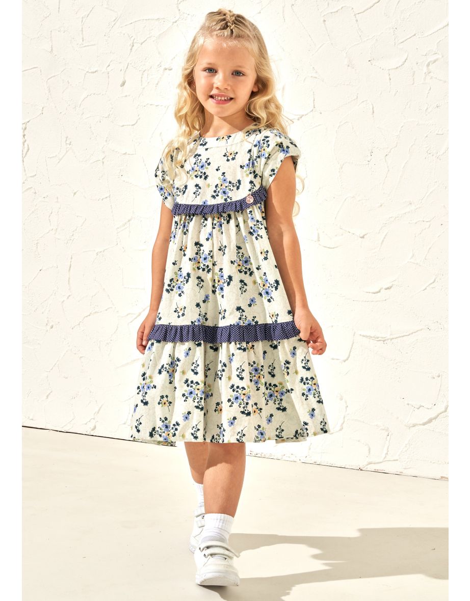 Hattie Blue Printed Bow Sleeve Dress