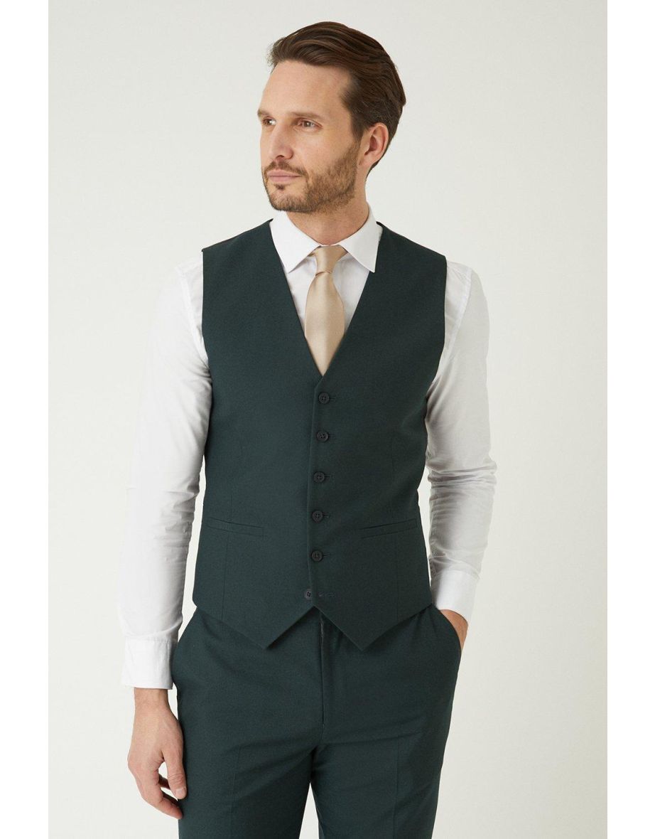 Shop Slim Fit Green Waistcoat Online in Oman VogaCloset