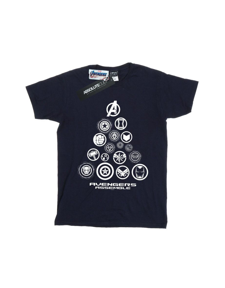 Marvel Mens Avengers Endgame Pyramid Icons T-Shirt - Navy Blue - 1