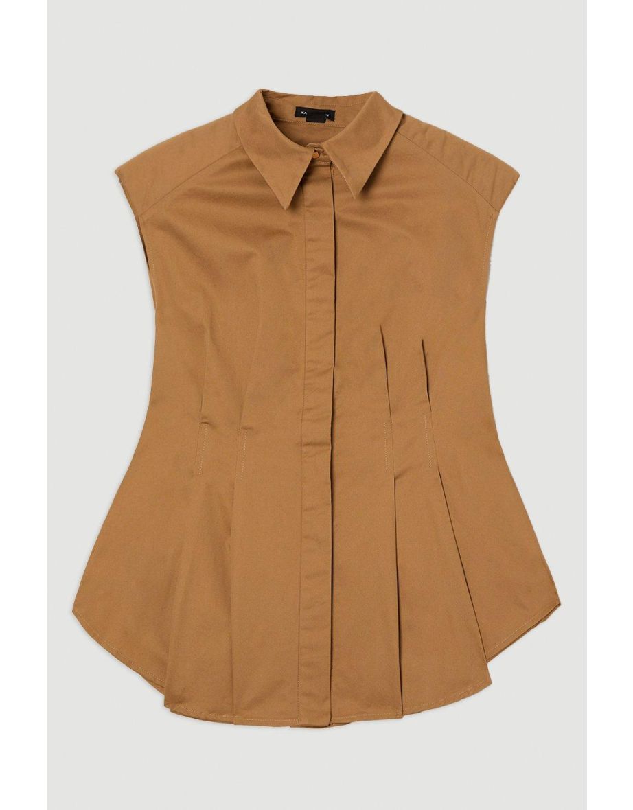 Cotton Sleeveless Tailored Shirt - 3