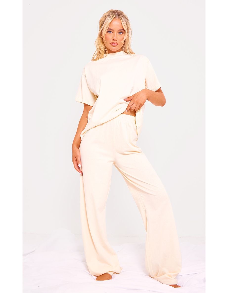 Shop Cream Short Sleeve Oversized Pyjama Top Online in Qatar VogaCloset