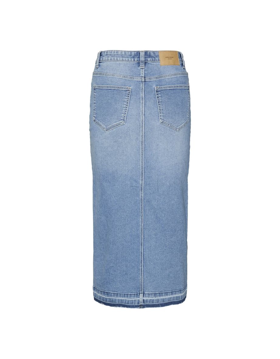 Denim Midi Skirt with High Waist - 1