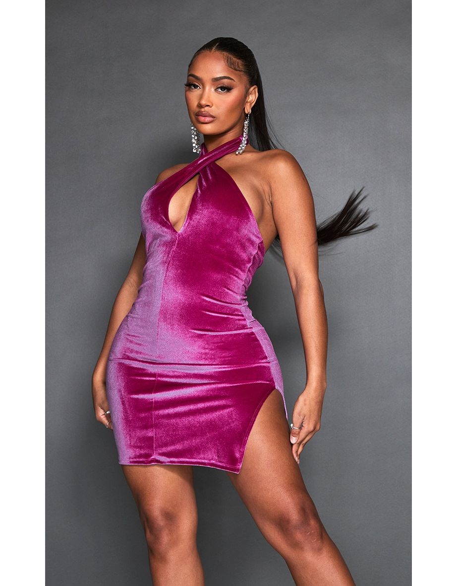 Hot pink velvet dress top