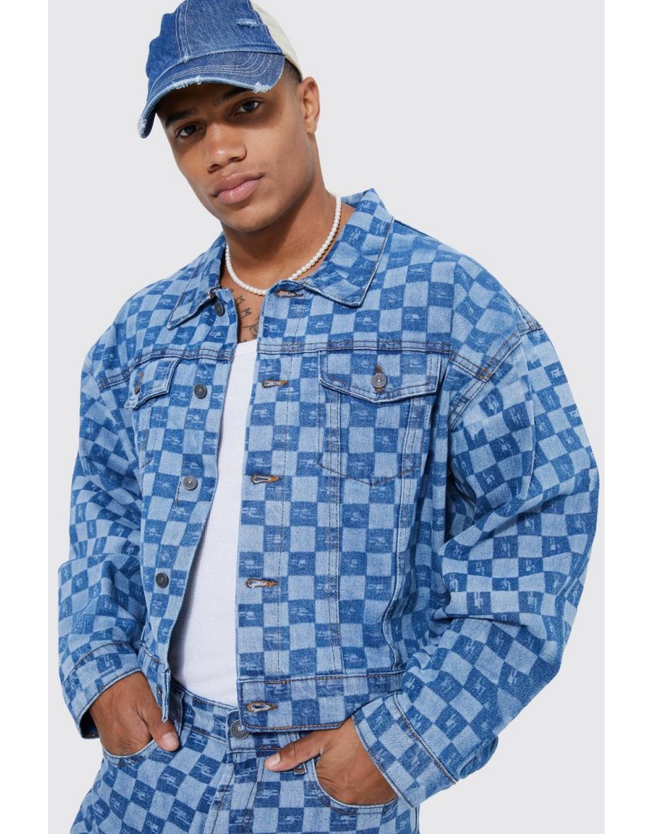 Denim jacket checkerboard deals
