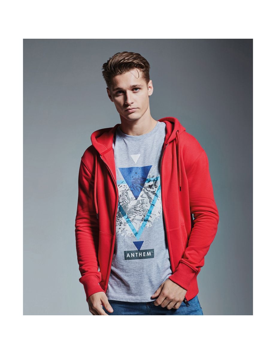 Anthem Mens Organic Full Zip Hoodie - Red - 1