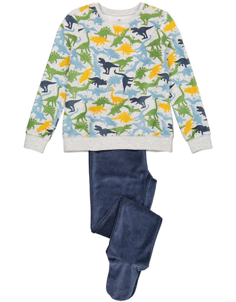 Velour Dinosaur Pyjamas with Feet