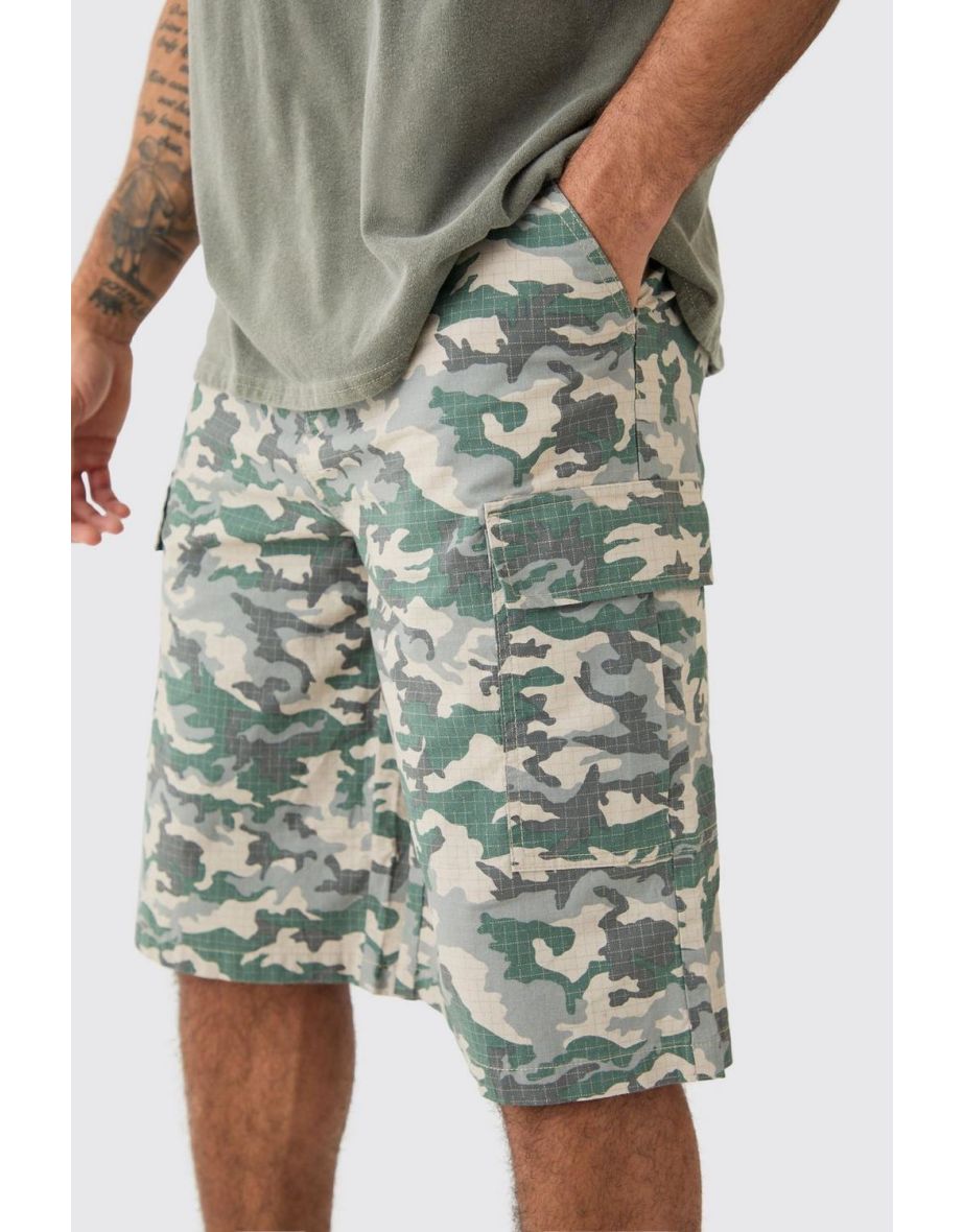 Woven Tab Ripstop Camo Jorts - khaki - 2