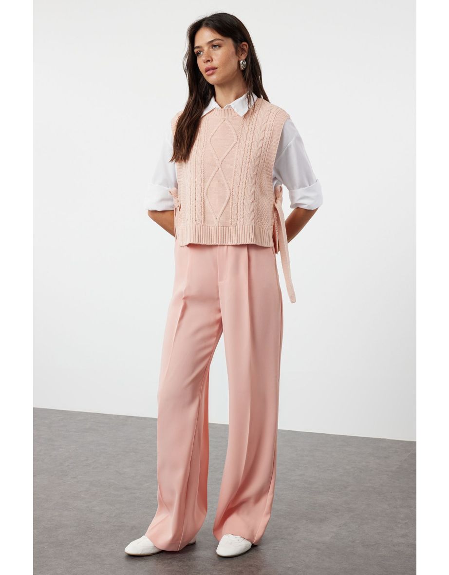 Pink Crop Knitwear Sweater