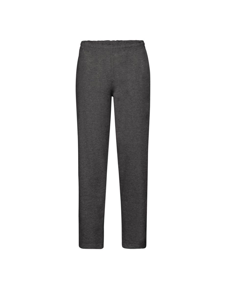 Fruit Of The Loom Mens Open Hem Jog Pants / Jogging Bottoms - Dark Heather