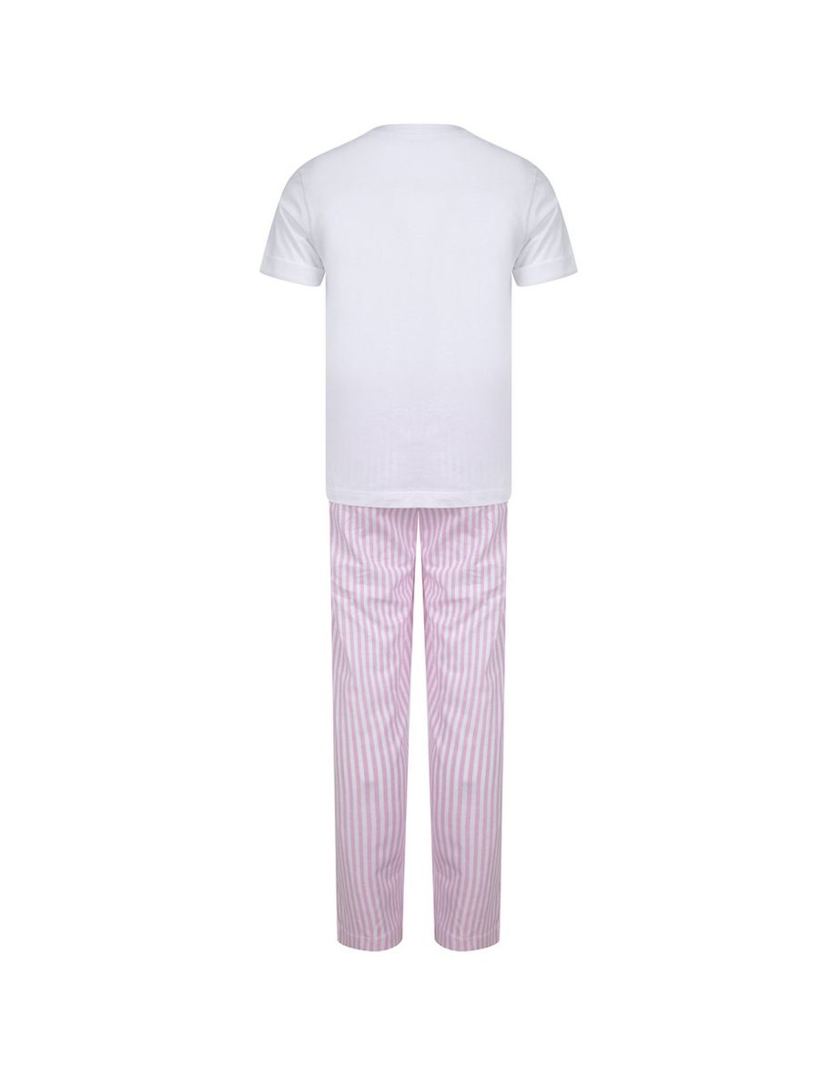 Towel City Girls Long Pyjamas - White/Pink - 1