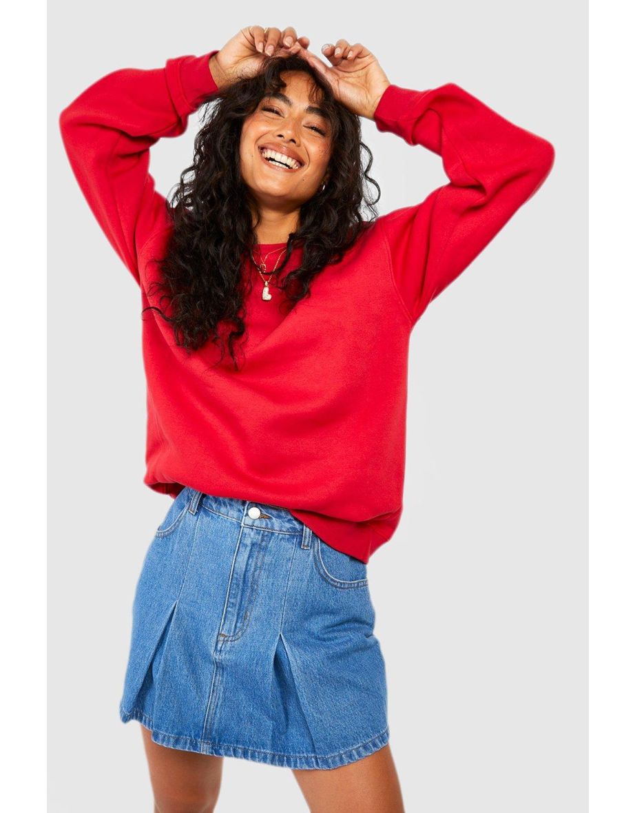 Shop Pleated Denim Mini Skirt mid blue Online in Iraq VogaCloset