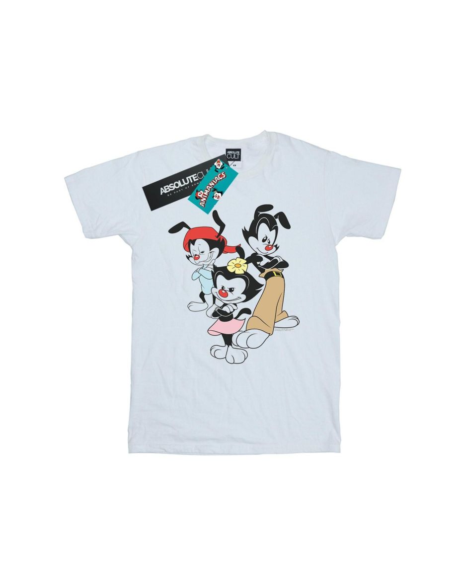 Animaniacs Womens/Ladies Dot Wakko And Yakko Cotton Boyfriend T-Shirt - White - 1