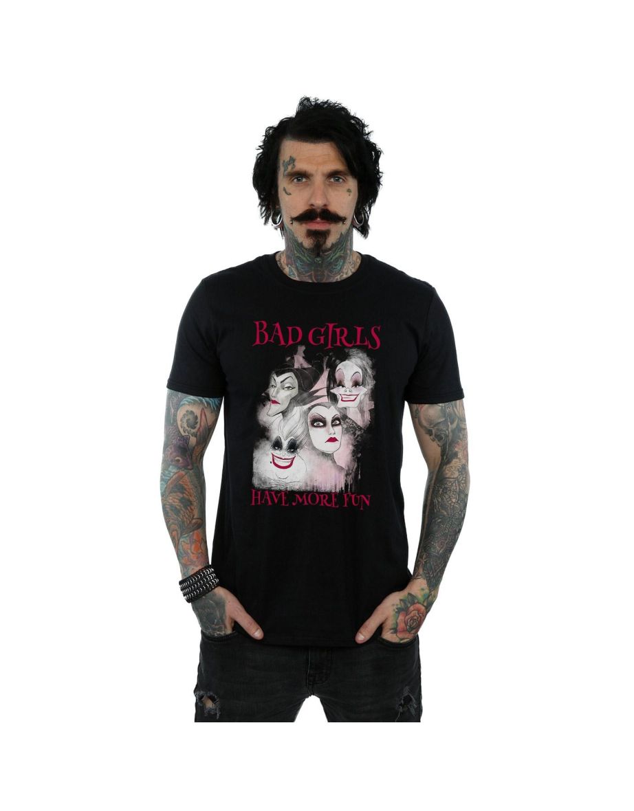 Disney Mens Bad Girls Have More Fun Cotton T-Shirt - Black